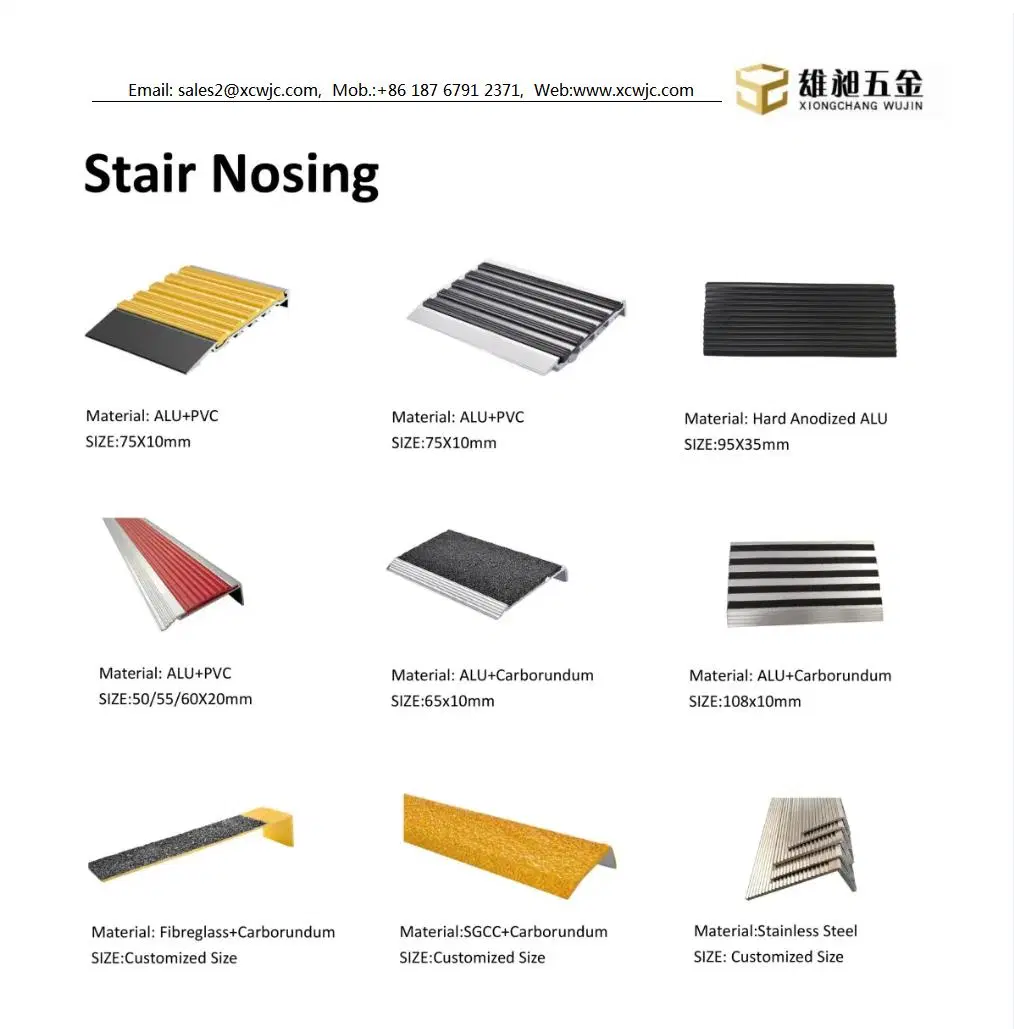 Photoluminescent Anti-Slip L Shape Aluminum Stair Nosing with Carborundum Insert